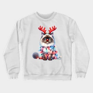 Christmas Red Nose Birman Cat Crewneck Sweatshirt